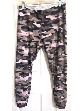 Calvin Klein Performance Leggings Women's M Tan Pink Camo High Waist Stretch
